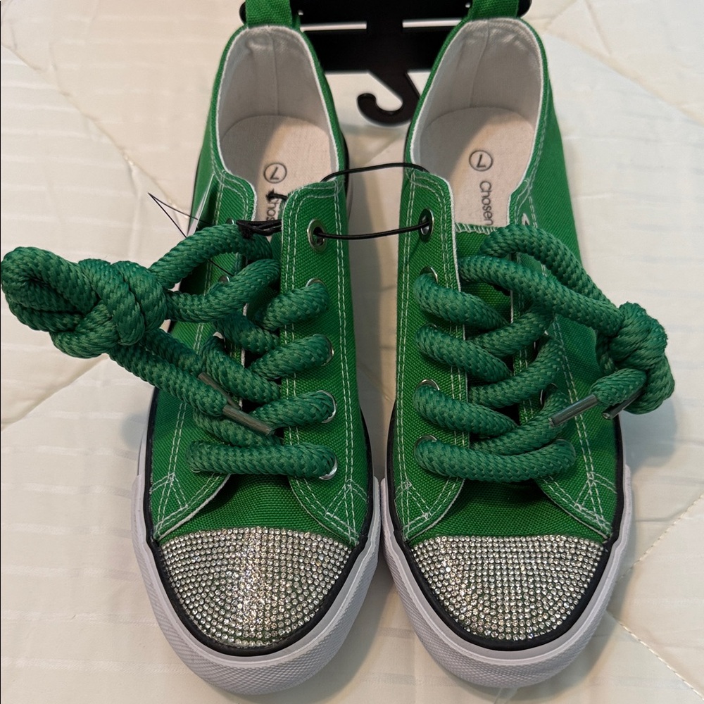 Blinged out green sneakers